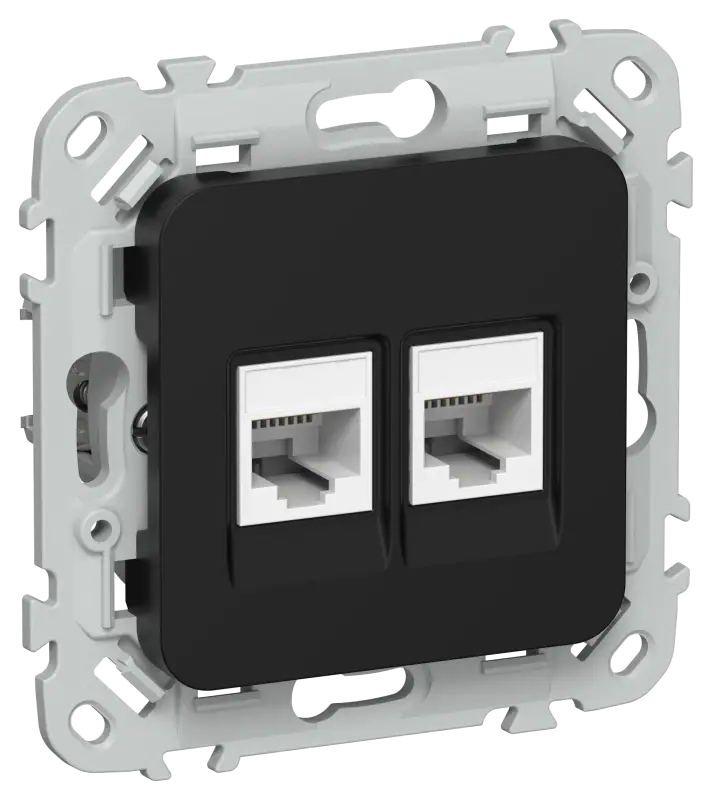 FLITE Розетка 2-местная компьютерная RJ45 категория 5Е UTP РК5е-2-0-ФлЧ черный IEK
