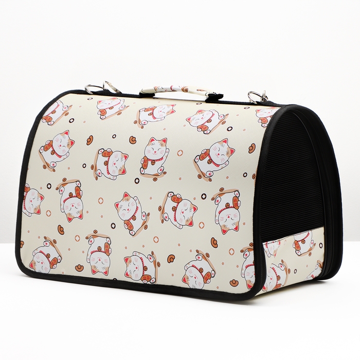 Сумка - переноска для животных  Сумка - переноска для животных "Котики", размер М, 40 х 21 х 27 см, бежевая