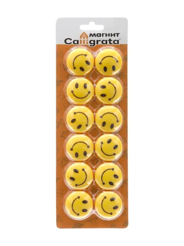 Магниты для доски, &laquo;Смайл&raquo;, d=3 см, набор 12 штук, на блистере