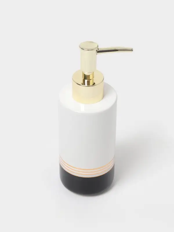 Аксессуары для ванной &laquo;Лили&raquo;, 4 предмета: дозатор 300 мл, мыльница, 2 стакана, бело-чёрные