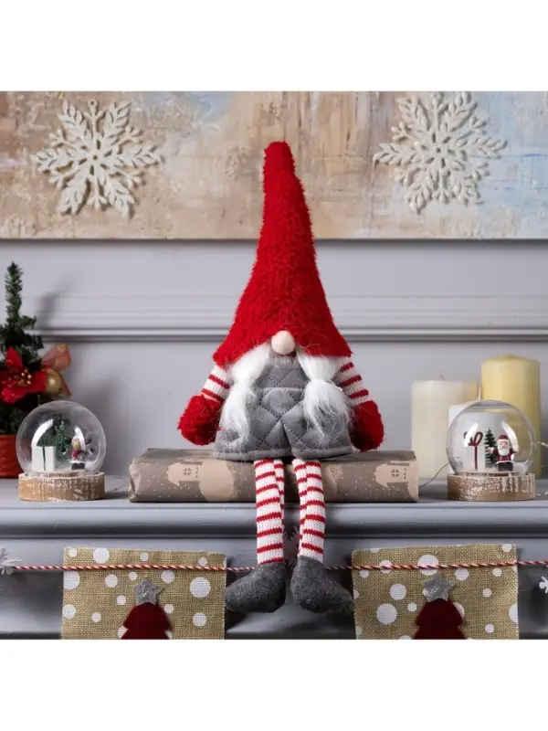 Светодиодная фигура &laquo;Гном с усами&raquo; 14&times;47&times;9 см, текстиль, от батареек AG10&times;3, свечение тёплое белое