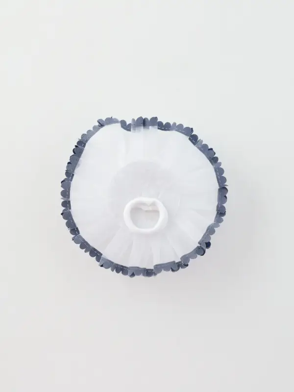 Бант для волос на резинке &laquo;Школьница&raquo;, волнушка горошек синие края, d=11 см, сине-белый