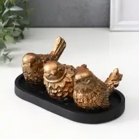 Фигуры на подносе «Три птички», набор 3 шт., 17.5×9.5×6.5 см, бронза
