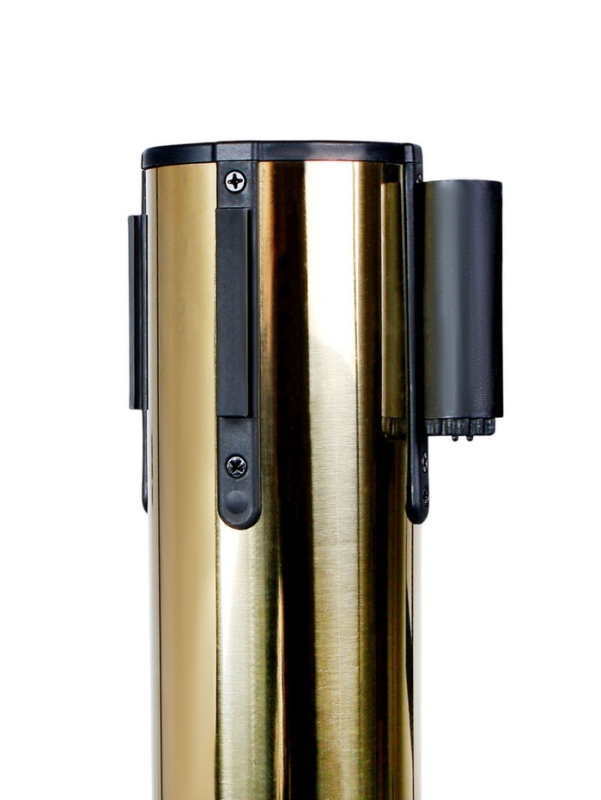 Стойка ограждения зол с вытяжной лентой-470см КРАСНАЯ,высота-90см,d-11см,напольный d-35см