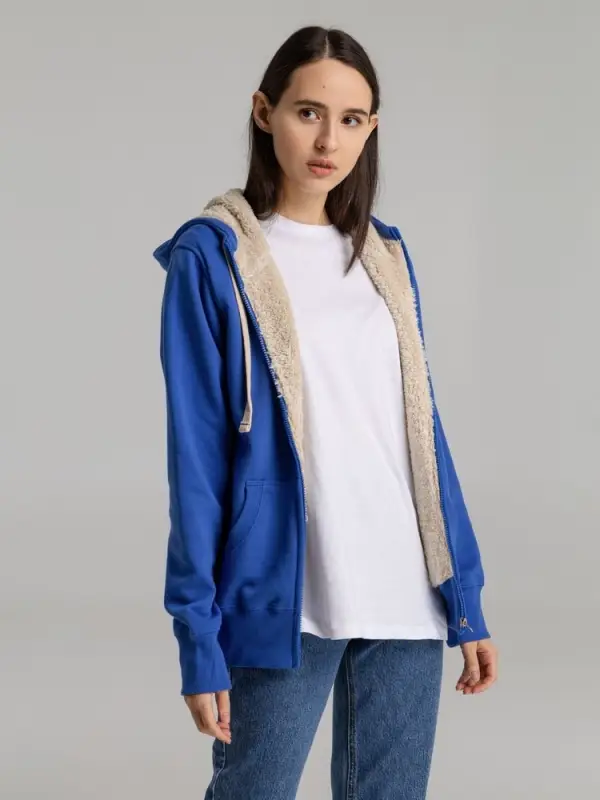 Толстовка унисекс на молнии Sherpa 280 ярко-синяя, размер XS Толстовка унисекс на молнии Sherpa 280 ярко-синяя, размер XS