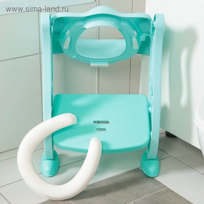 Детская накладка - сиденье на унитаз, мягкое, со ступенькой, цвет бирюзовый Детская накладка - сиденье на унитаз, мягкое, со ступенькой, цвет бирюзовый