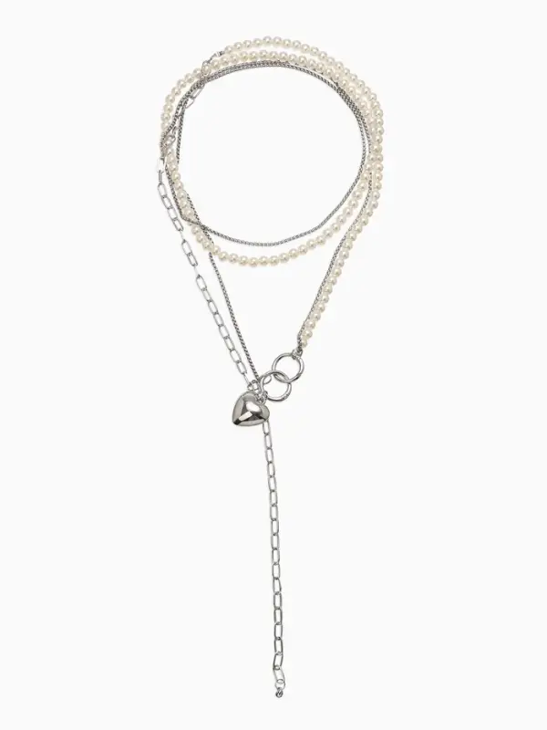 Бодичейн женская «Сердце на цепочке» с бусинами, 135 см, белый в серебре Бодичейн женская «Сердце на цепочке» с бусинами, 135 см, белый в серебре