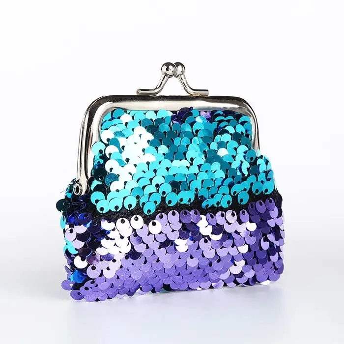 Кошелёк монетница детская на фермуаре, цвет бирюзовый/синий