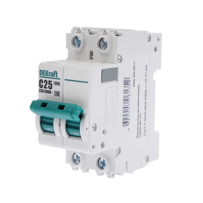 Выключатель автоматический SE DEKraft ВА-101, 2 полюса, С, 25 А, 4.5 кА, 11068DEK Выключатель автоматический SE DEKraft ВА-101, 2 полюса, С, 25 А, 4.5 кА, 11068DEK