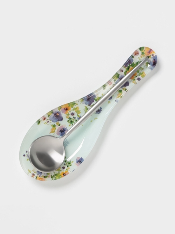 Подставка под ложку Доляна «Букет незабудок», 23,5×8,3×1,5 см, стекло, рисунок Подставка под ложку Доляна «Букет незабудок», 23,5×8,3×1,5 см, стекло, рисунок