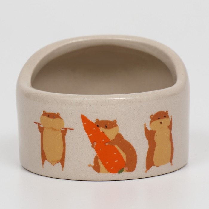 Миска керамическая Миска керамическая "Хомяки" 65мл, 6,3 х 4,5 см, бежевая с принтом