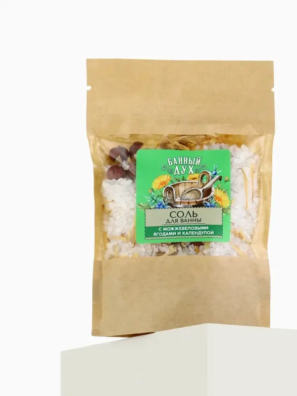 Соль для ванны с можжевеловыми ягодами и календулой, 150 г, Банный дух