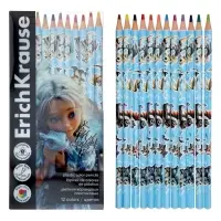 Карандаши 12 цветов ErichKrause Magic Pet, пластиковые, трехгранные, 3 мм, в ПЭТ-боксе с европодвесом