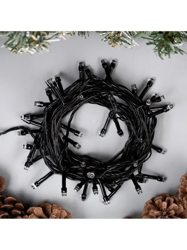 Гирлянда &laquo;Нить&raquo; 5 м, IP20, тёмная нить, 50 LED, 8 режимов, 220 В, свечение белое