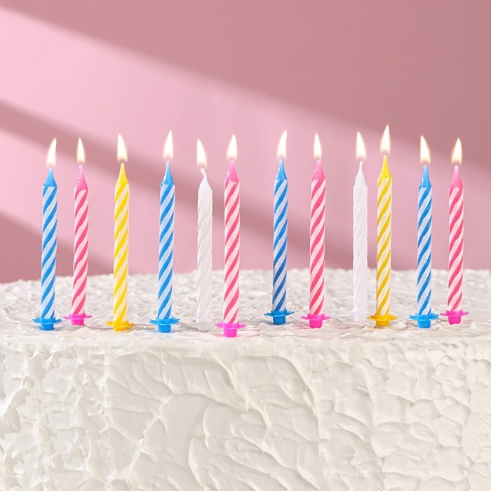 Свечи в торт Свечи в торт "Спираль", 6.5х0.5см, 12 шт