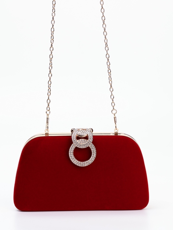 Сумка жен, 20*6*12, отд на фермуаре, цепь, текстиль, красный