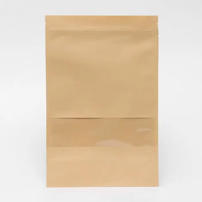 Пакет фасовочный, крафт, зип - лок, с окном, 20(4) х 30 см