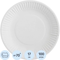 Тарелка одноразовая бум., d 170 мм, белая, КОМУС, 100шт./уп.10уп./кор