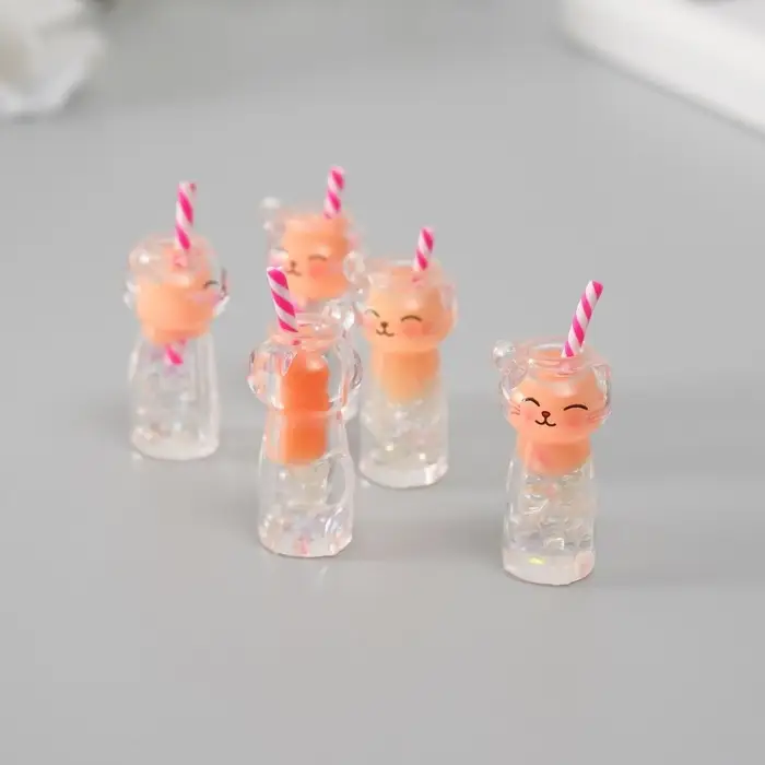 Подвеска для творчества акрил "Коктейль. Персик-кошка" светится в темноте 3,4х1,8х1,8 см