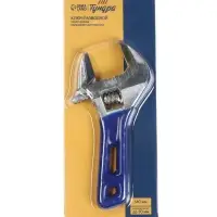 Ключ разводной ТУНДРА, укороченная обрезиненная рукоятка, широкий захват до 30 мм, 140 мм