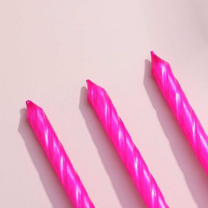 Свечи в торт &laquo;Спираль&raquo;, 6 см, металлик розовый, набор 10 шт.