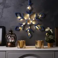 Светодиодная фигура &laquo;Снежинка синяя&raquo; 39 см, 20 LED, от батареек AAx2, свечение тёплое белое