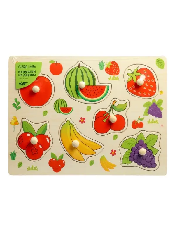 Рамка - вкладыш Лесная мастерская &laquo;Подбери картинку. Ягоды - фрукты&raquo;, 7 деталей