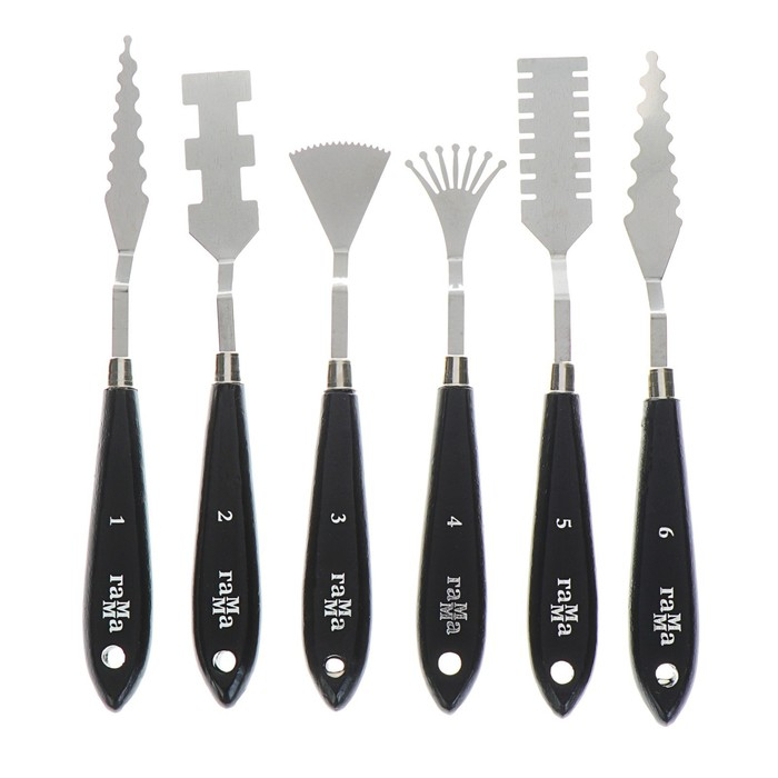 Набор мастихинов 6 штук, Набор мастихинов 6 штук, "Гамма" "Московская Палитра", фигурные (особые)