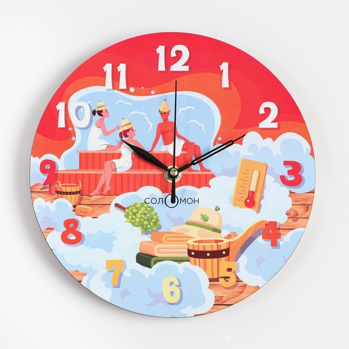 Часы настенные, серия: Баня,  Часы настенные, серия: Баня, "Банные утехи", дискретный ход, d-23.5 см
