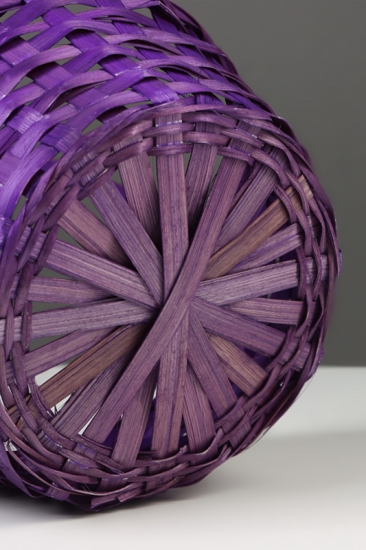 Корзина плетёная, 20×20×9 см, ручка h=25 см, бамбук, фиолетовая