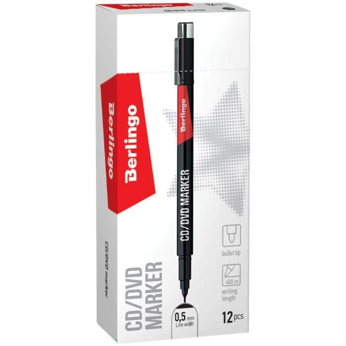 Mаркер для CD 0.5 мм, Berlingo, чёрный перманентный