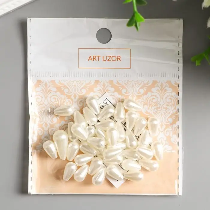 Бусины для творчества пластик «Вытянутый жемчуг» набор 15 г 1×0.8 см