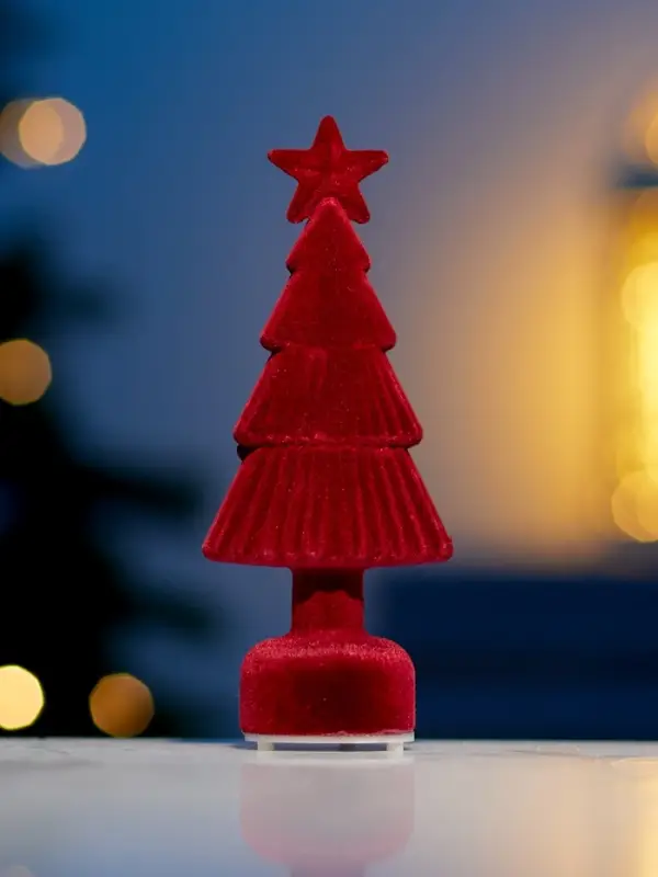 Светодиодная фигура &laquo;Ёлочка бархатная красная&raquo;, 1 LED, 15&times;6 см, от батареек 3xAG13, свечение тёплое белое