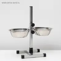 Подставка с мисками, 2&times;700 мл, высота 40 см, разборная с верхним фиксатором, хром