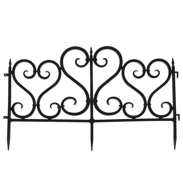 Ограждение декоративное, 32 × 300 см, 6 секций, пластик, чёрное