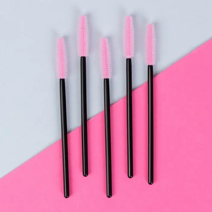 Щёточки для бровей и ресниц, силиконовые, набор - 5шт, 10,5 см, цвет чёрный/розовый