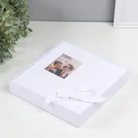 Фотоальбом на 100 фото 10х15 см "Белоснежный с бантом" в коробке 4х22х23 см