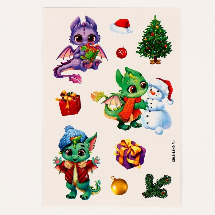 Блокнот - гравюра на новый год «Дракончик с подарками», 10 листов, лист наклеек Блокнот - гравюра на новый год «Дракончик с подарками», 10 листов, лист наклеек