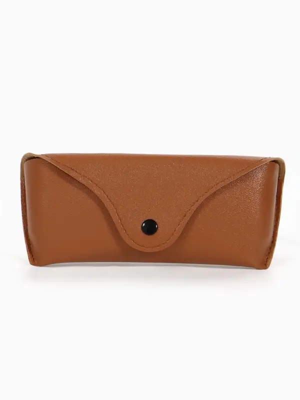 Футляр для очков на кнопке, 16&times;3.5&times;6.5 см, коричневый