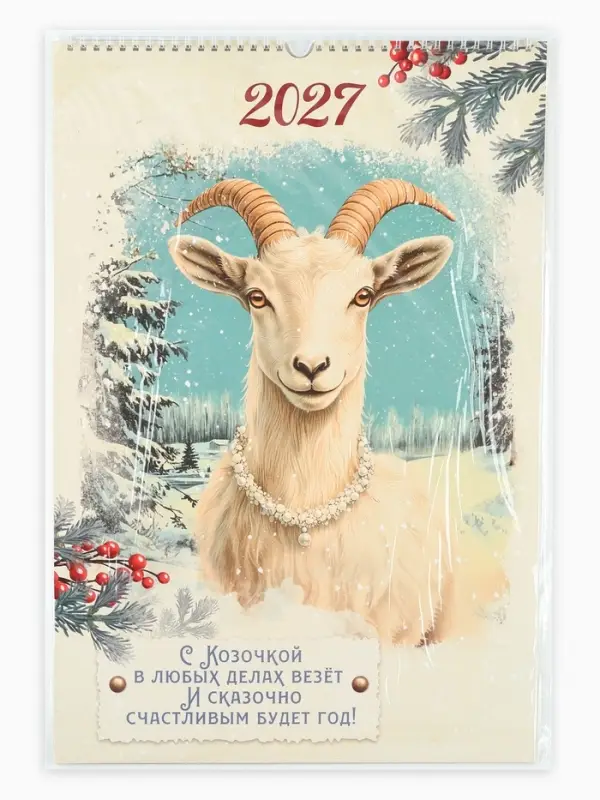 Календарь 2027 перекидной на ригеле А3 &laquo;Ретро&raquo;