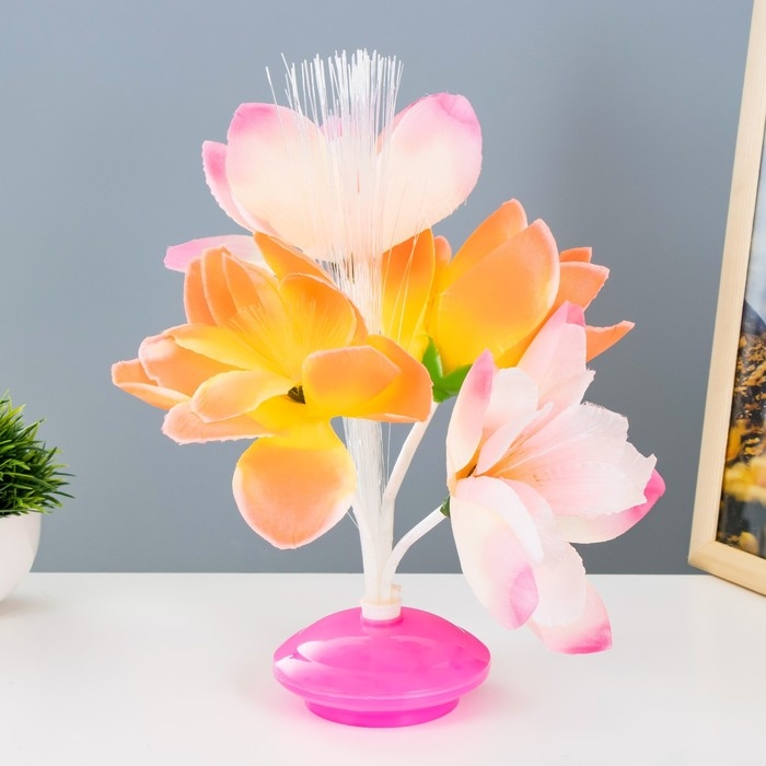 Ночник  Ночник "Яркие цветы" LED от батареек 3АА h=22 см МИКС RISALUX