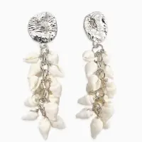 Серьги "Морской мир" ракушечки маленькие, цвет белый в серебре