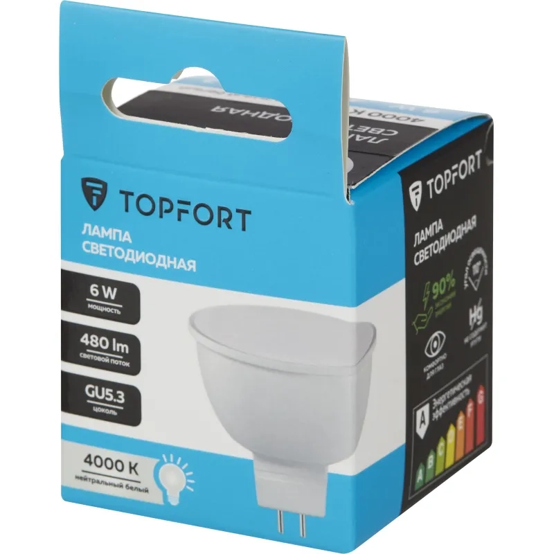 Лампа светодиодная Topfort GU5.3 12V 6W 4000K