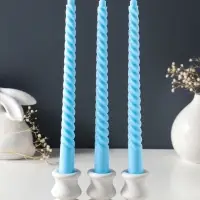 Набор свечей витых 25 см, 3 шт., 57 г, 5 ч, пастельно-голубой