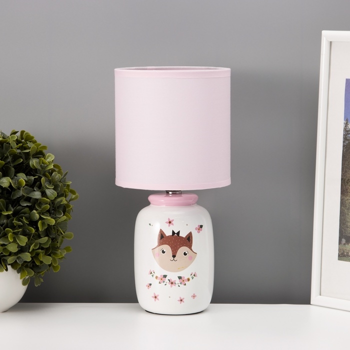 Настольная лампа с абажуром RISALUX «Киса» детская, Е14, 40 Вт, бело-розовый, 13×13×27 см Настольная лампа с абажуром RISALUX «Киса» детская, Е14, 40 Вт, бело-розовый, 13×13×27 см