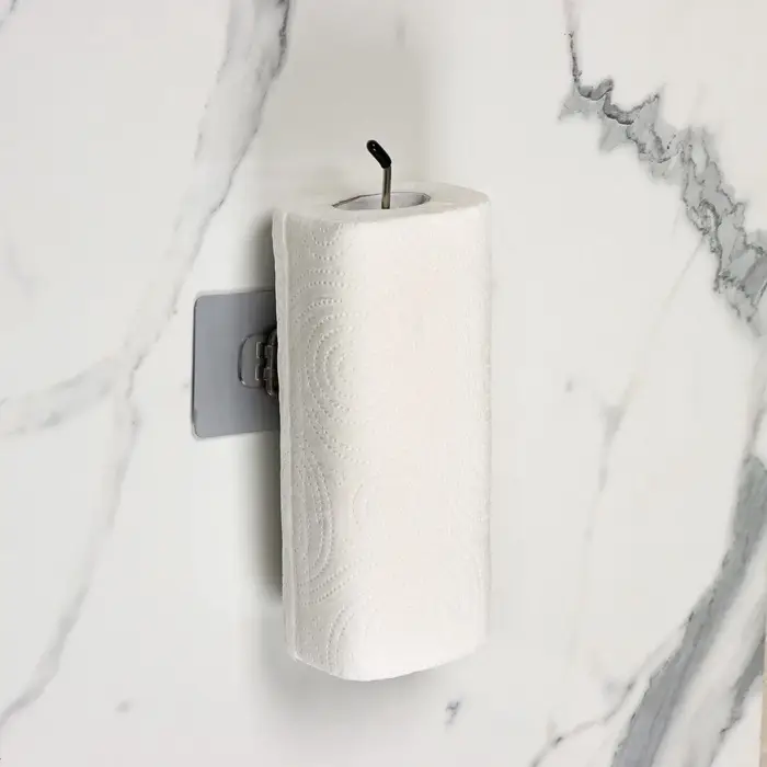 Держатель для бумажных полотенец настенный Доляна, 22.5&times;5&times;4 см, на липучке, хромированный