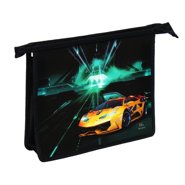 Папка для тетрадей А5, 230 х 190 х 50 мм, молния сверху, пластиковая, Calligrata  Папка для тетрадей А5, 230 х 190 х 50 мм, молния сверху, пластиковая, Calligrata "Тачка"