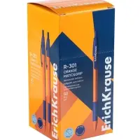 Ручка шариковая ErichKrause. R=301 Orange Matic & Grip, автоматическая, синий стержень, узел 0.7 мм, резиновый упор