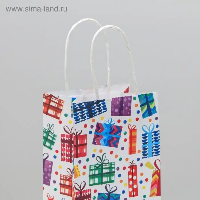 Пакет подарочный крафтовый, упаковка, «Подарочки», 12 х 21 х 9 см Пакет подарочный крафтовый, упаковка, «Подарочки», 12 х 21 х 9 см