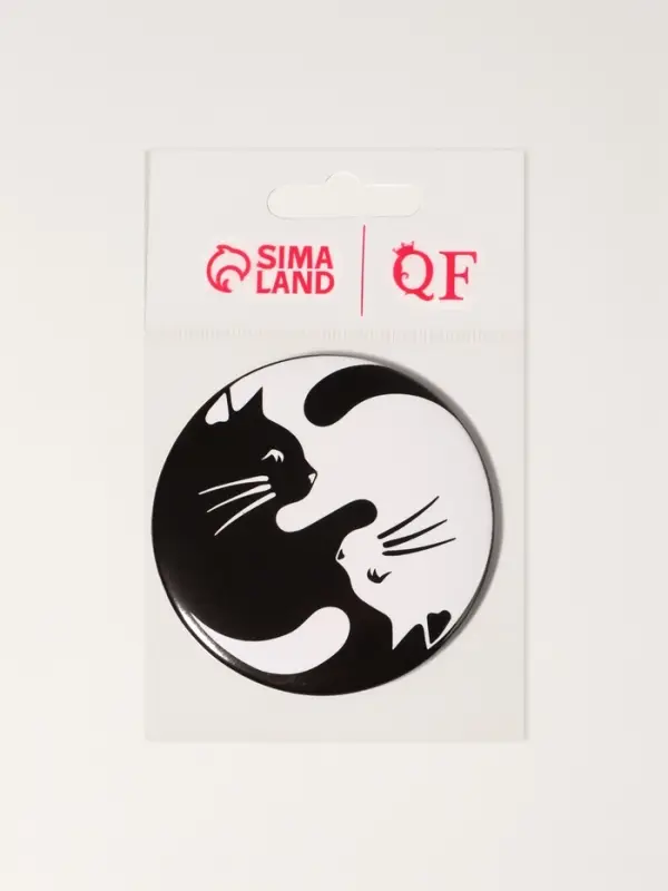 Зеркало карманное &laquo;Кошки&raquo;, d=7 см, белое, чёрное